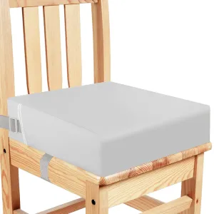Toddler Booster Seat for Dining Table, Washable Thick Strong Support Portable Booster Chair for Toddlers Eating, Easy Cleaning Booster Seat Cushion Detachable with Fix Straps (Light Grey)