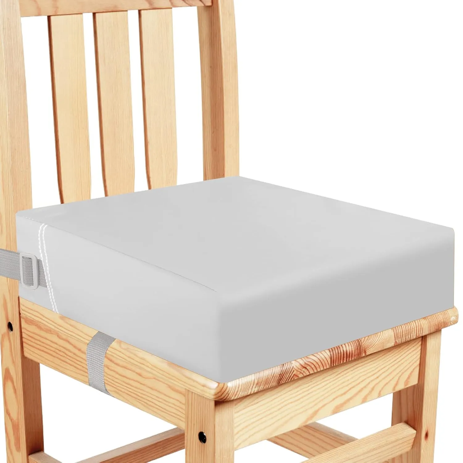 Toddler Booster Seat for Dining Table, Washable Thick Strong Support Portable Booster Chair for Toddlers Eating, Easy Cleaning Booster Seat Cushion Detachable with Fix Straps (Light Grey)