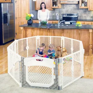 Toddleroo by North States Superyard Ultimate 8 Panel Free Standing Play Yard, Indoor or Outdoor Baby Playpen, Baby Fence. Made in USA. 6.5 feet corner to corner play pen (26" Tall, Ivory)