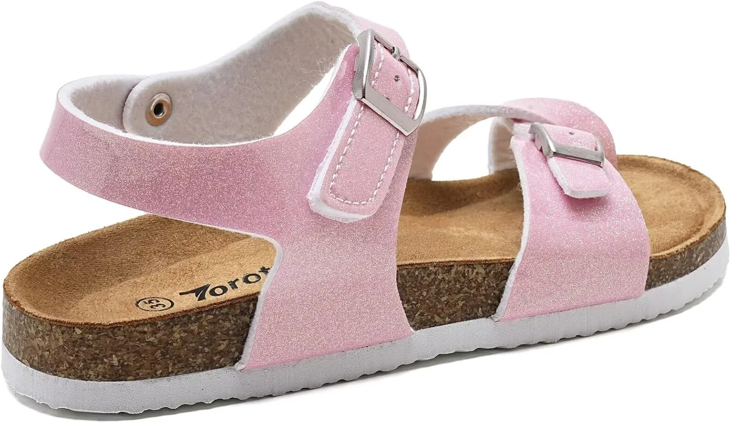Torotto Girls Boys Sandals with Cork Footbed Adjustable Buckle Summer Slides Flip Flops Open Toes Flat for Kids Toddler