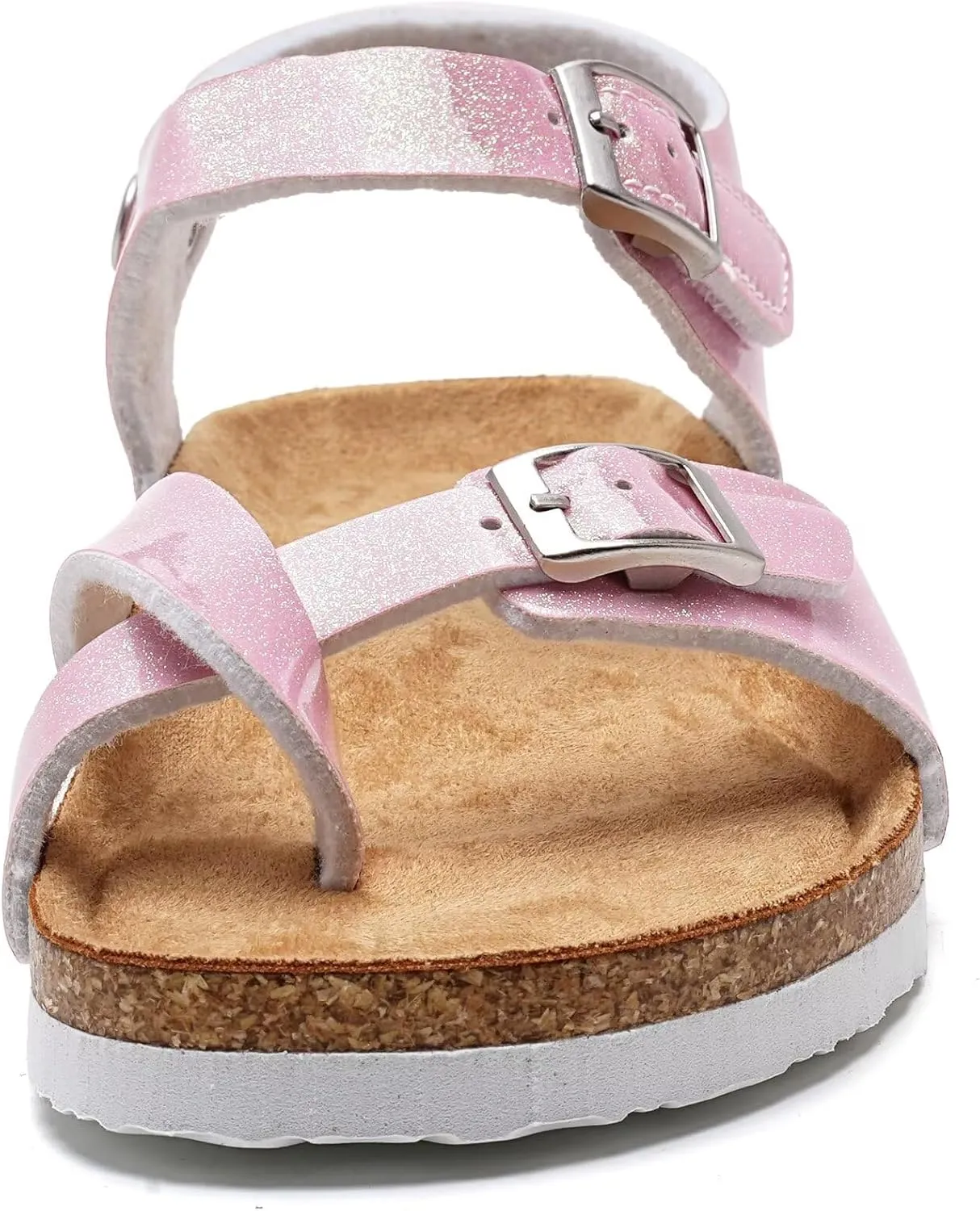 Torotto Girls Boys Sandals with Cork Footbed Adjustable Buckle Summer Slides Flip Flops Open Toes Flat for Kids Toddler