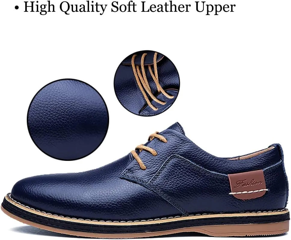 TSIODFO Men's Dress Shoes Black Brown Genuine Cow Leather Oxfords Business Casual Shoes