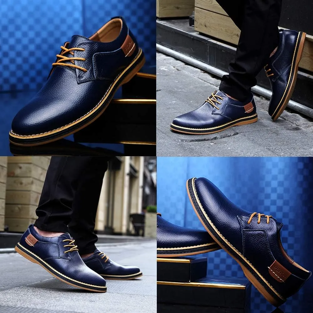 TSIODFO Men's Dress Shoes Black Brown Genuine Cow Leather Oxfords Business Casual Shoes