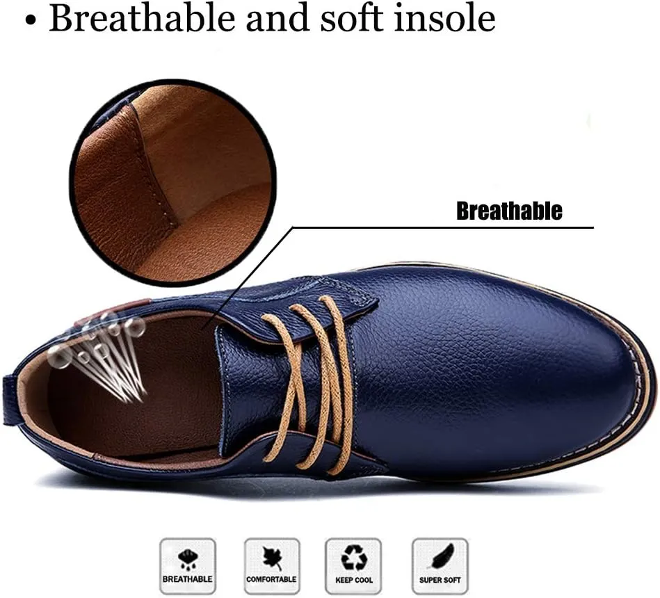 TSIODFO Men's Dress Shoes Black Brown Genuine Cow Leather Oxfords Business Casual Shoes