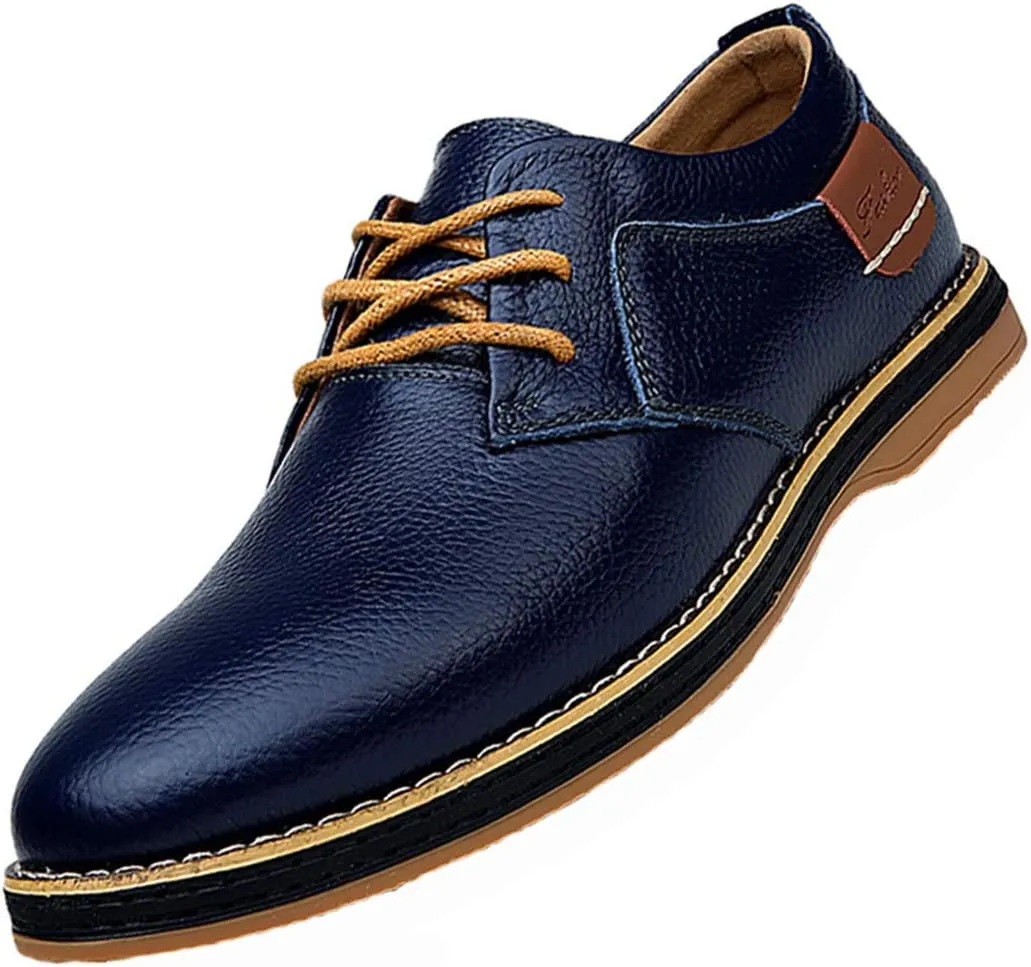 TSIODFO Men's Dress Shoes Black Brown Genuine Cow Leather Oxfords Business Casual Shoes