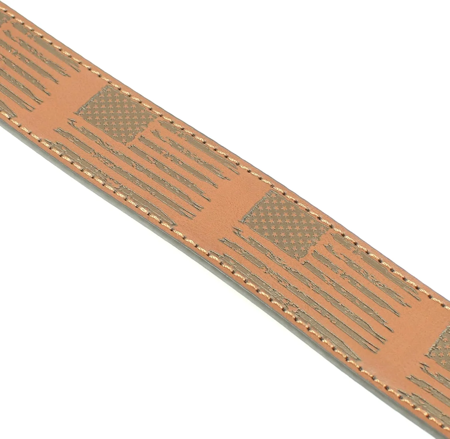 USA Flag Leather Belt Strap Metal Buckle 1.5" Wide with Snaps - American Patriotic Stars Stripes Spartan