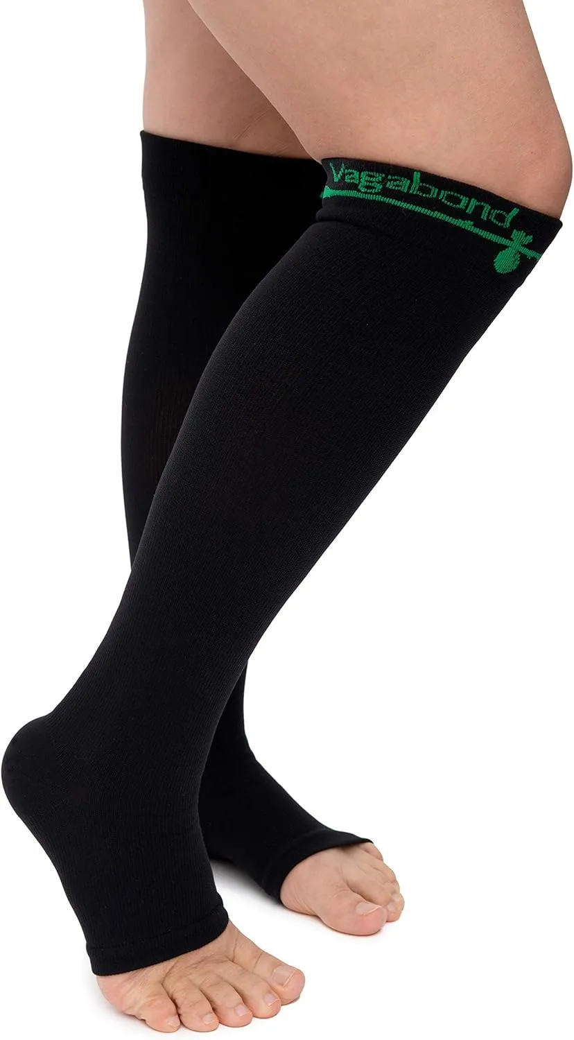 Vagabond 3XL and 2XL Wide Calf Toeless Compression Socks -15-20 mmHg for Fatigue, Pain, Leg Swelling, Comfy Compression