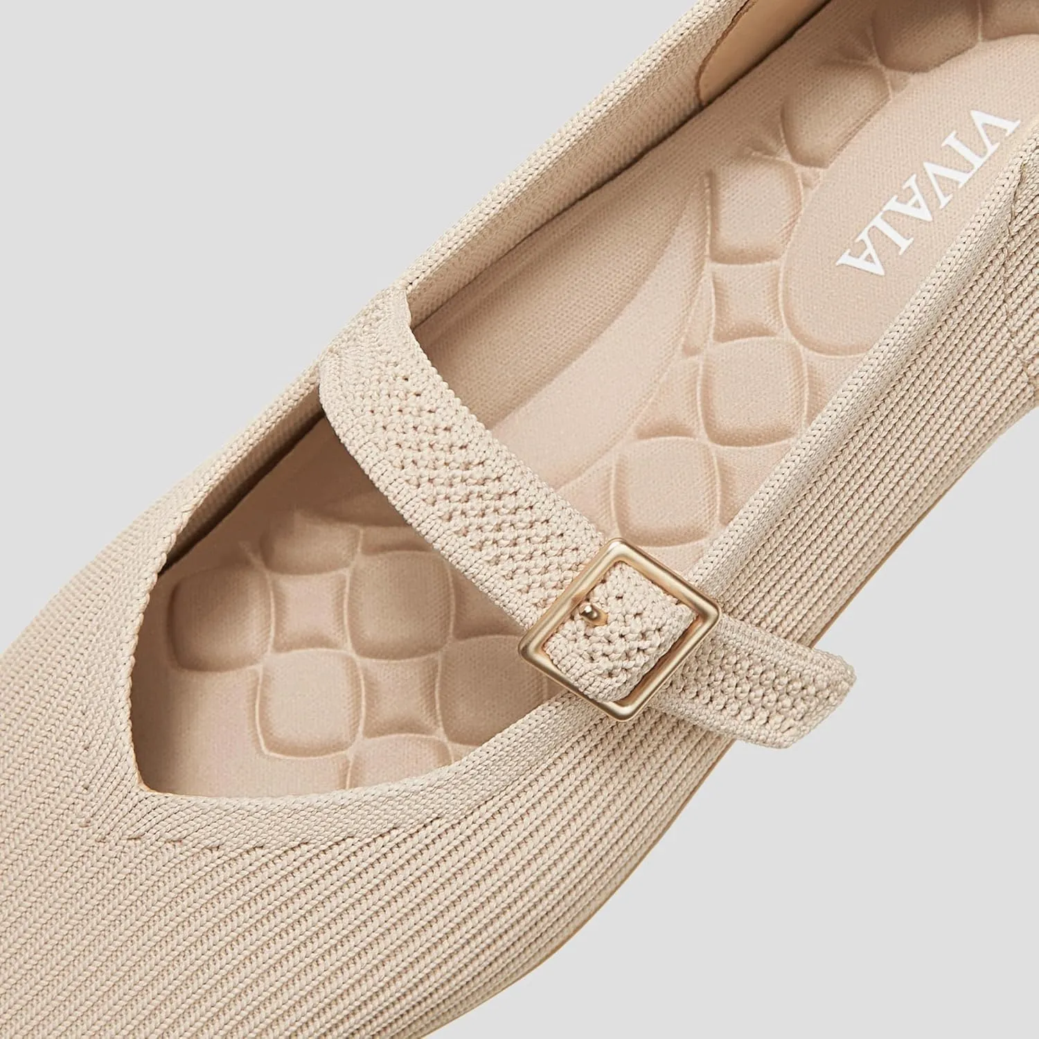 VIVAIA Margot Walker Mary Jane Women Flat Shoes Slip on Square-Toe Washable Shoes Comfortable for Work with Arch Support