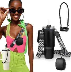 Water Bottle Handle for Stanley Cup 40/30/20 OZ, Holder for Owala/Hydroflask/Simple Modern/Yeti Tumbler, Handle with Strap Fits Most 8-40oz Bottles, Sling for Stanley Cup Accessories