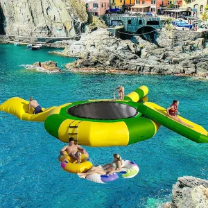Water Trampoline Park for Lake,Inflatable Bounce Swimming Jumper Platform with Slide/Tube and Diving Pillow Bag,Water Float Jumper for Adults and Kids