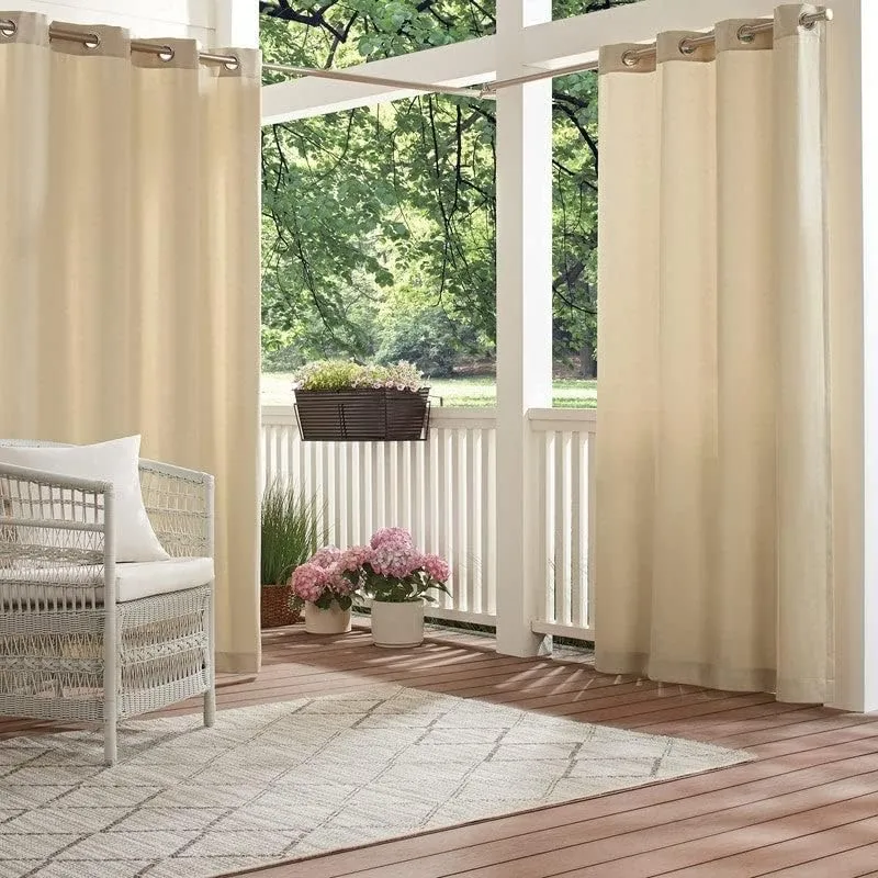 Waverly Hampton Versatile UV Blocking Waterproof Grommet Curtain for Indoor or Outdoor (1 Panel), 52 in x 84 in, Charcoal