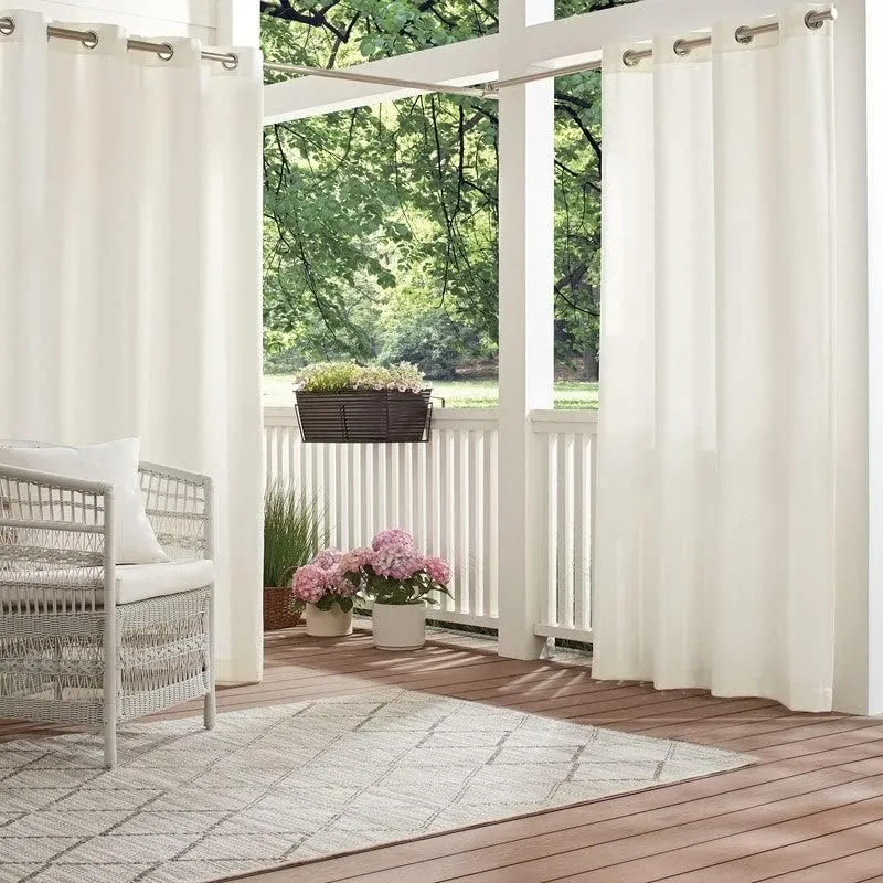 Waverly Hampton Versatile UV Blocking Waterproof Grommet Curtain for Indoor or Outdoor (1 Panel), 52 in x 84 in, Charcoal