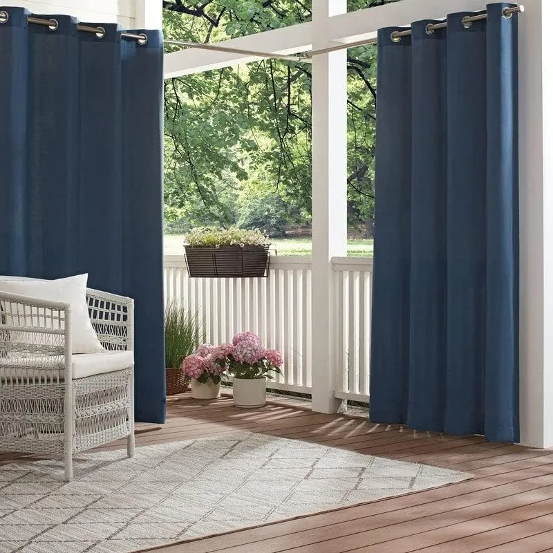 Waverly Hampton Versatile UV Blocking Waterproof Grommet Curtain for Indoor or Outdoor (1 Panel), 52 in x 84 in, Charcoal
