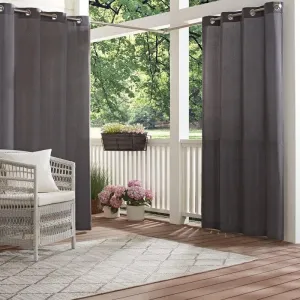 Waverly Hampton Versatile UV Blocking Waterproof Grommet Curtain for Indoor or Outdoor (1 Panel), 52 in x 84 in, Charcoal