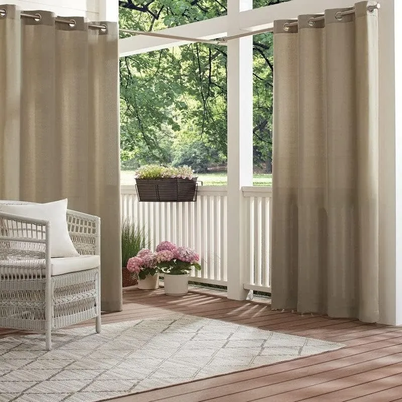 Waverly Hampton Versatile UV Blocking Waterproof Grommet Curtain for Indoor or Outdoor (1 Panel), 52 in x 84 in, Charcoal