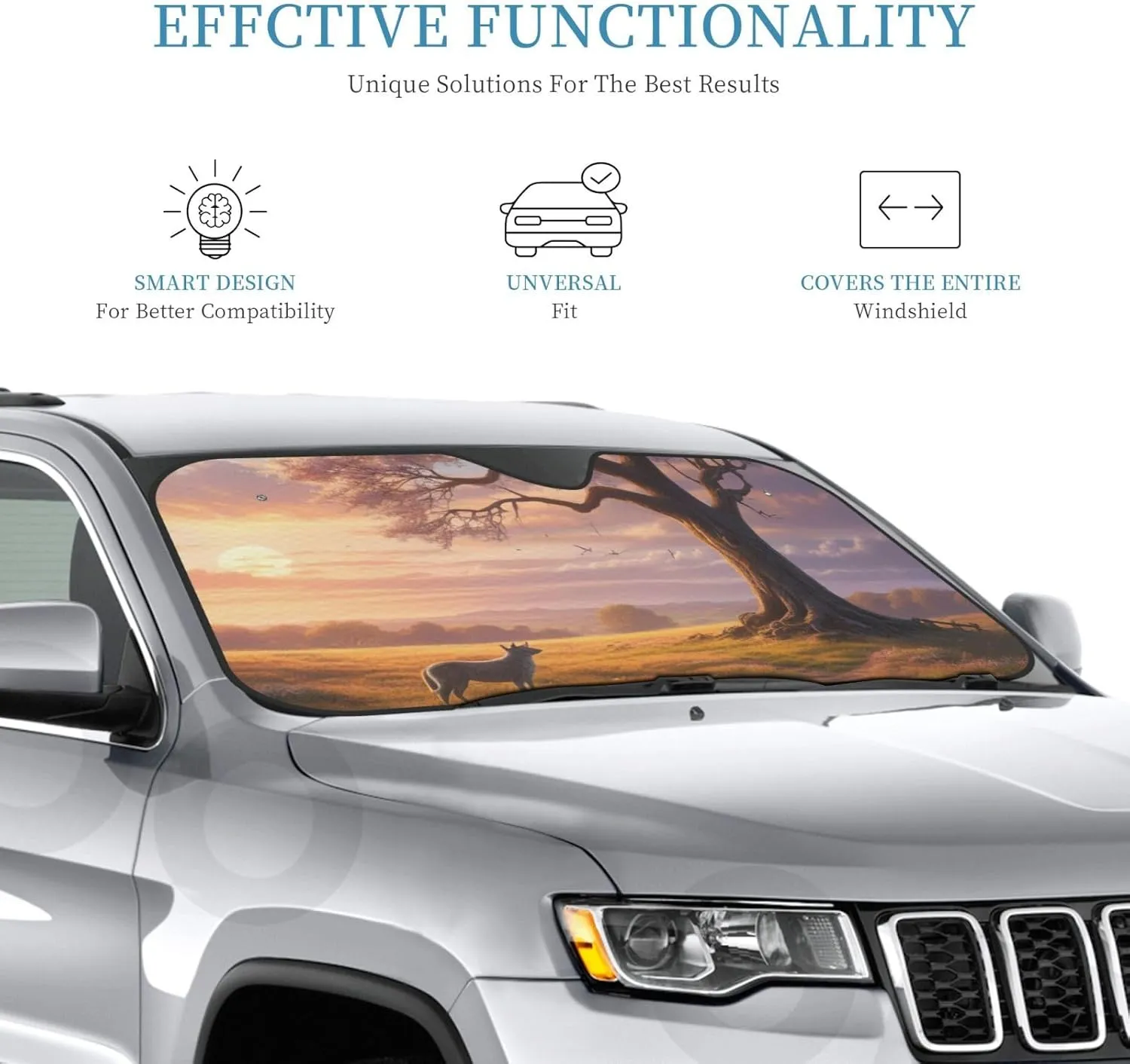Whispered Wonders Printed Sun Visor for Car,Car Front Windshield Visor Sun Shade,Foamed Aluminum Foil Style Universal
