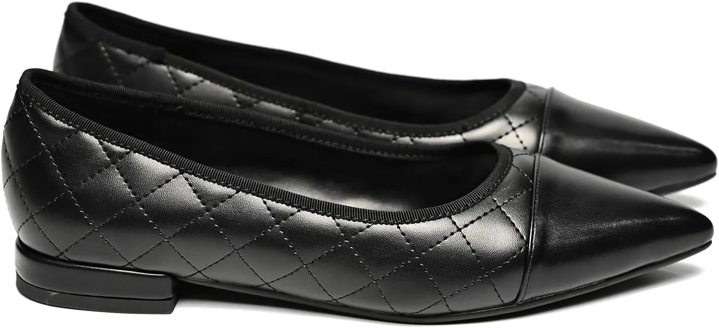 Women Comfy Cap Toe Flats Slip on Pointed toe Flat Shoes Two Tone Flat Heel Dress Shoes Casual Pointy Toe Ballet Flats Colorblock Classic Office Elegant Driver Flats 4-11 M US