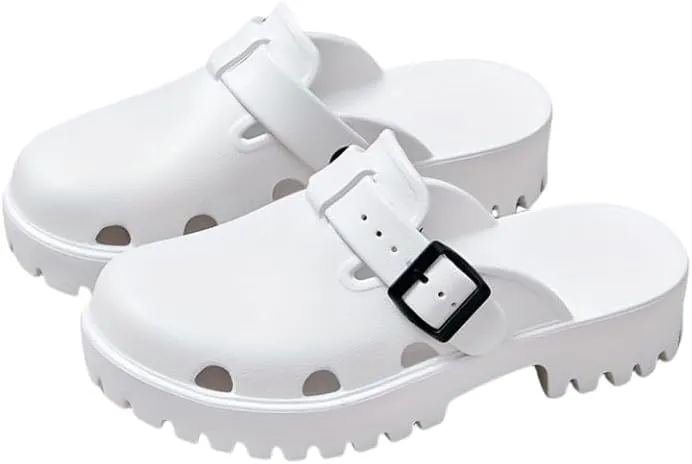 Women's Arch Support Clogs, Solid Color Hollow Out Anti-Slip Garden Shoes, Casual Outdoor Summer Slide Shoes