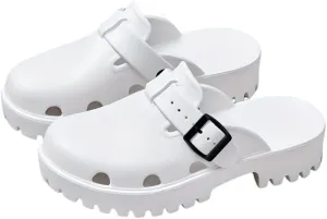 Women's Arch Support Clogs, Solid Color Hollow Out Anti-Slip Garden Shoes, Casual Outdoor Summer Slide Shoes