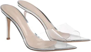 Women's Clear Pointed Toe Slingback Stilettos Heel Sandals Fashion Sexy Comfortable Summer Open Toe Backless Slip On Dress Slides Sandals for Casual Outdoor Party Work Wedding