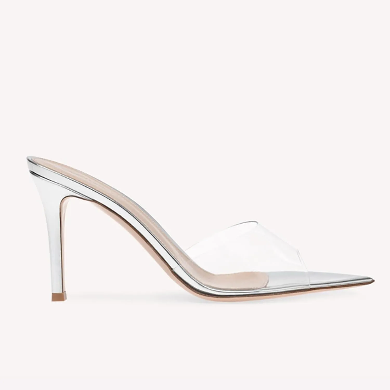 Women's Clear Pointed Toe Slingback Stilettos Heel Sandals Fashion Sexy Comfortable Summer Open Toe Backless Slip On Dress Slides Sandals for Casual Outdoor Party Work Wedding