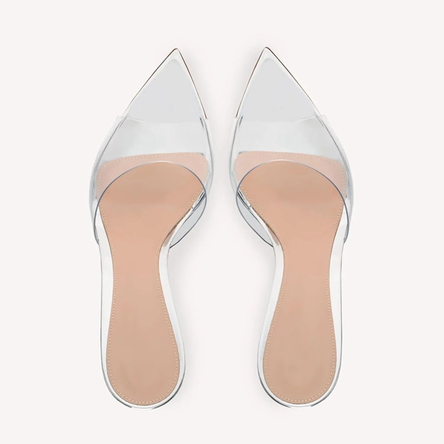 Women's Clear Pointed Toe Slingback Stilettos Heel Sandals Fashion Sexy Comfortable Summer Open Toe Backless Slip On Dress Slides Sandals for Casual Outdoor Party Work Wedding