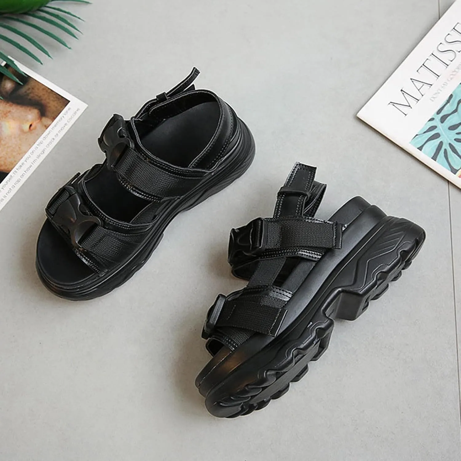 Women's Fish Mouth Slingback Hook Loop Clouds Platform Shaped Sandals Fashion Round Toe Increase Height Non Slip Comfort Wedge Casual Wading Roman Sandals for Beach Party