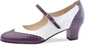 Women's Mary Jane Kitten Heel Two Tone Splicing Wingtip Pumps Closed Round Toe 1.8 Inch Chunky Heel with Ankle Strap Oxford Style Party Office Lady Dress Pumps Shoe