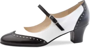 Women's Mary Jane Kitten Heel Two Tone Splicing Wingtip Pumps Closed Round Toe 1.8 Inch Chunky Heel with Ankle Strap Oxford Style Party Office Lady Dress Pumps Shoe