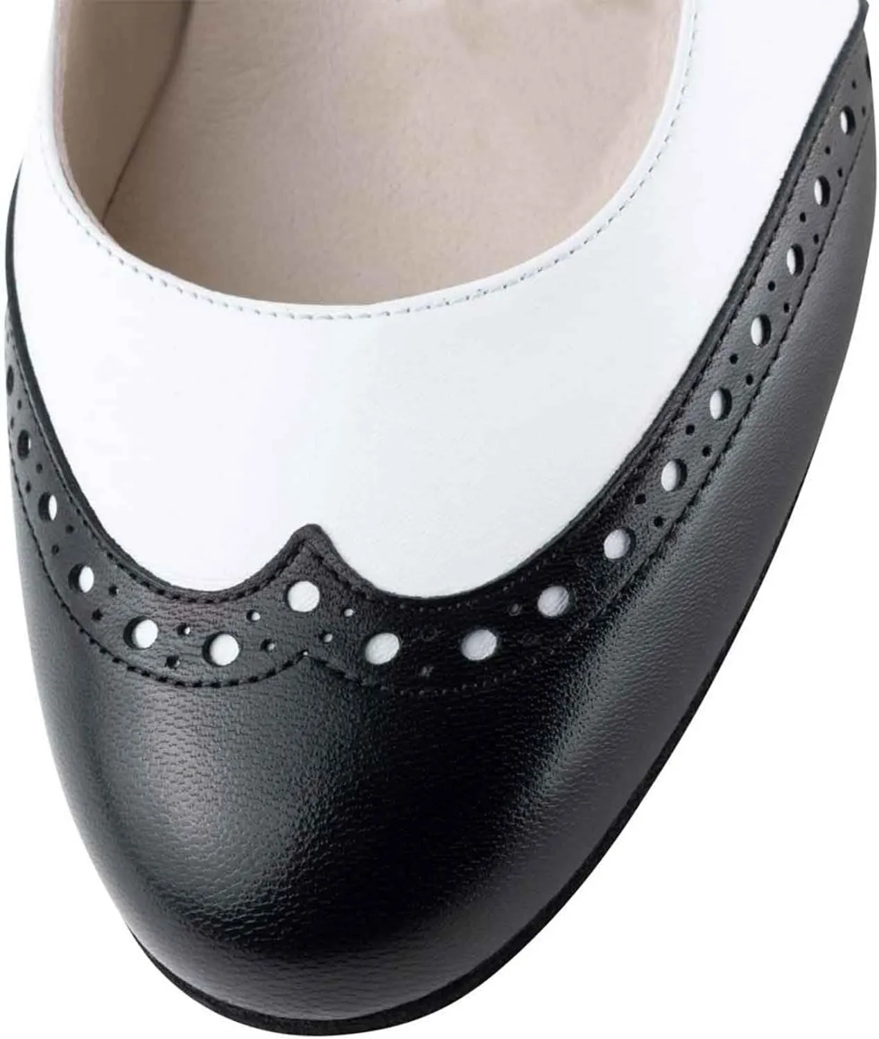 Women's Mary Jane Kitten Heel Two Tone Splicing Wingtip Pumps Closed Round Toe 1.8 Inch Chunky Heel with Ankle Strap Oxford Style Party Office Lady Dress Pumps Shoe