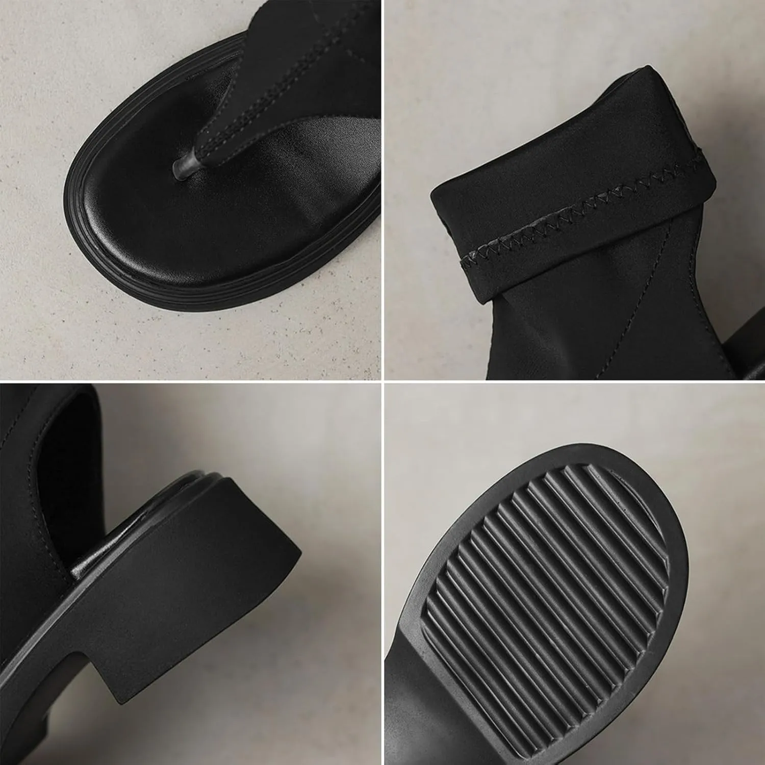 Women's Platform High-Top Clip Toe Sandals Stretch Slip-On Comfortable Slingback Low Chunky Heel Booties Casual Walking Beach Flip Flops Sandals