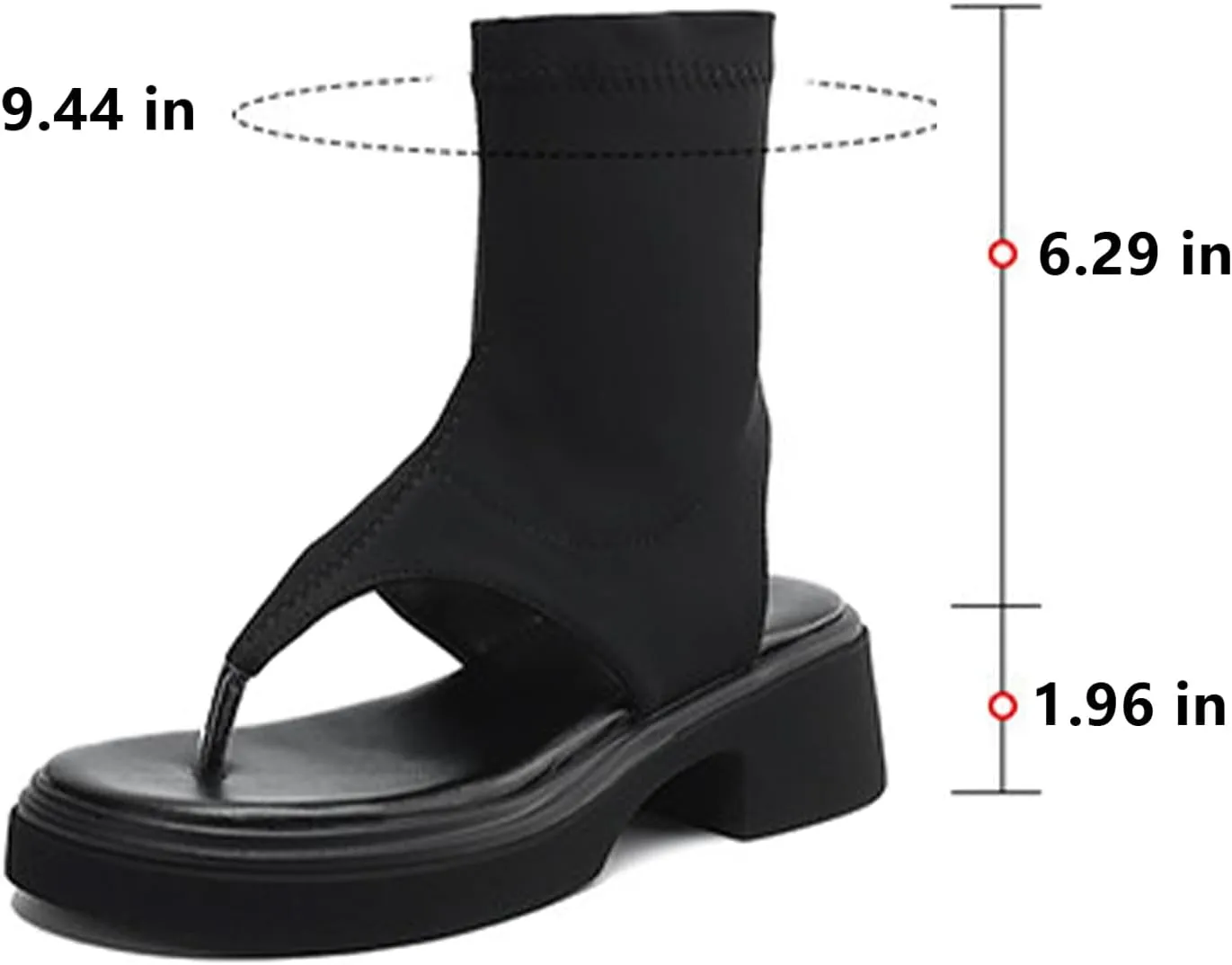 Women's Platform High-Top Clip Toe Sandals Stretch Slip-On Comfortable Slingback Low Chunky Heel Booties Casual Walking Beach Flip Flops Sandals