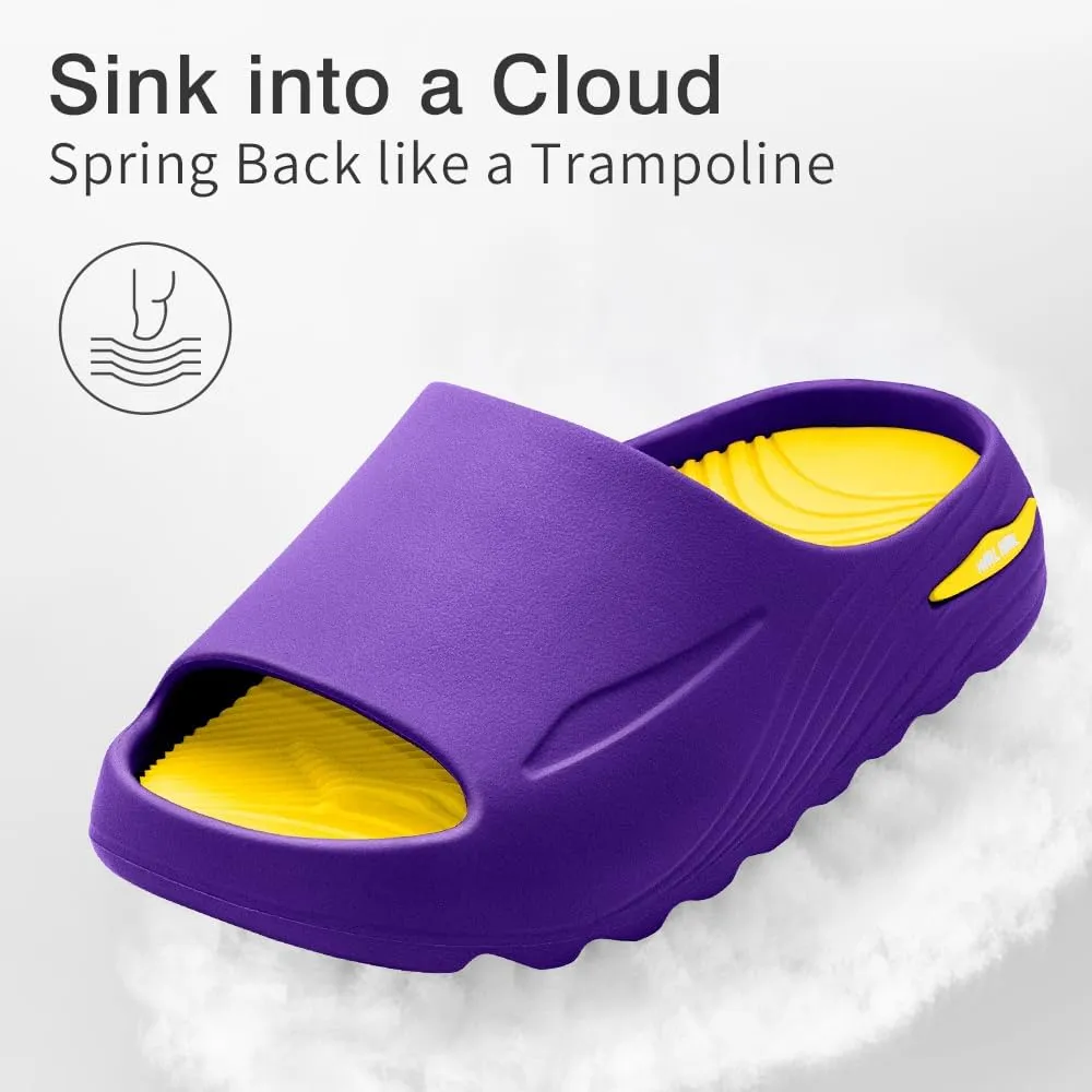 Womens Recovery Slide Sandals with Comfortable Plantar Fasciitis Arch Support Orthotic, Odorless, Non Slip, Lightweight, Thick Cushion Slippers for House, Outdoor Walking