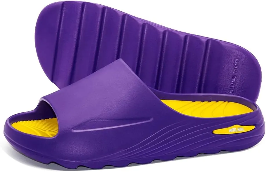 Womens Recovery Slide Sandals with Comfortable Plantar Fasciitis Arch Support Orthotic, Odorless, Non Slip, Lightweight, Thick Cushion Slippers for House, Outdoor Walking