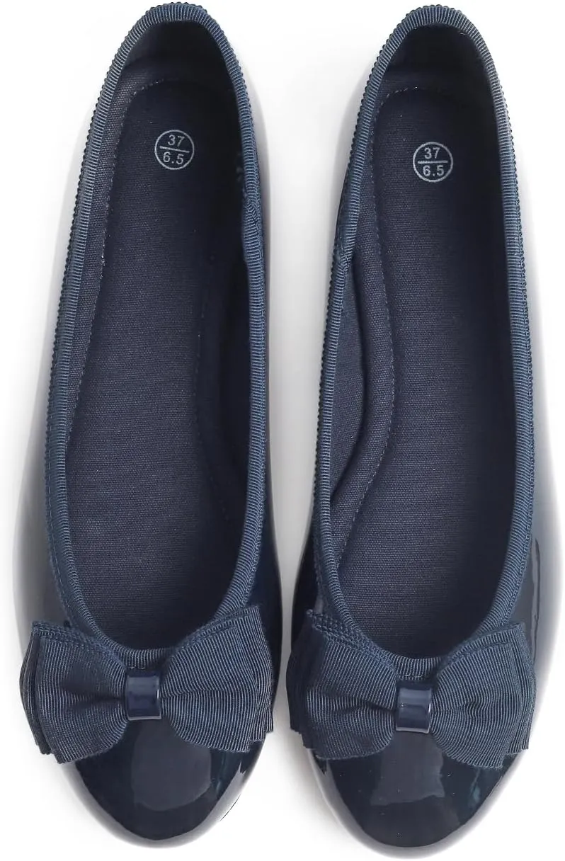 Women's Round Toe Cute Bow Trim Ballet Flats