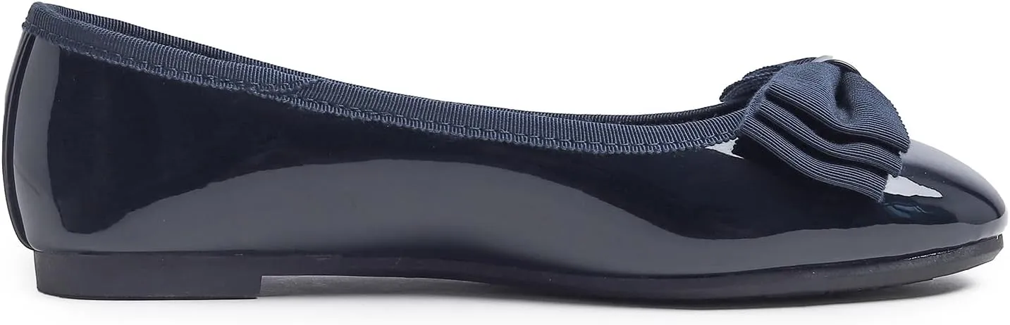 Women's Round Toe Cute Bow Trim Ballet Flats