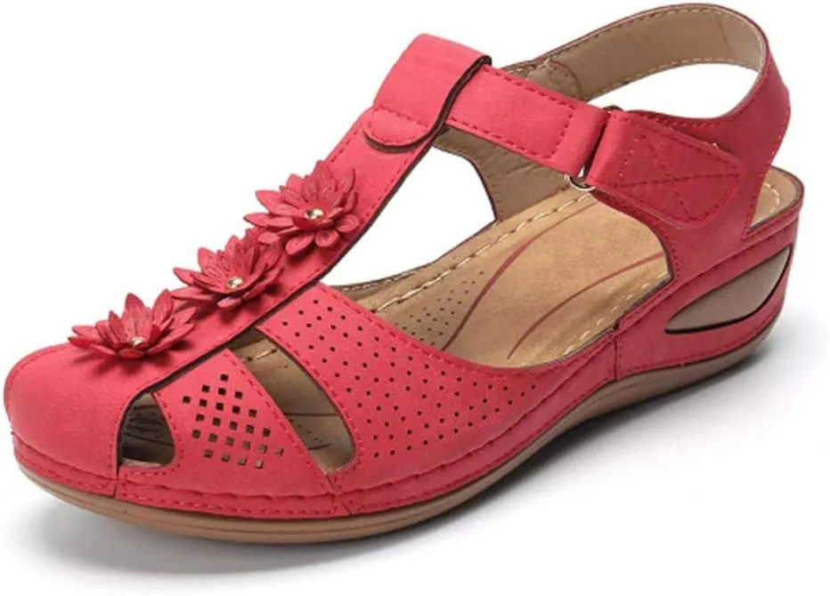Womens Sandals with Arch Support And Adjustable Back Strap Flip Flops Beach Non Slip Wedge Sandal Dressy Wide Arch Support Women Comfy Wedge Orthopedic Shoes Summer Ladies Orthotic Shoe