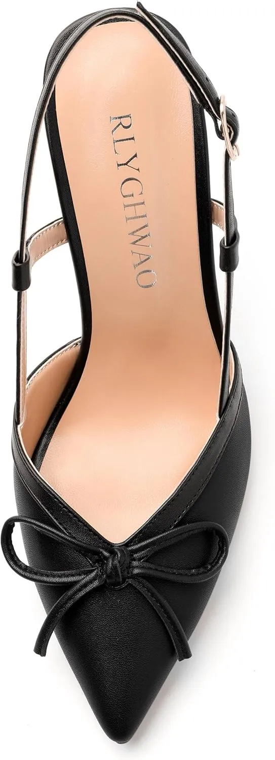 Womens Slingback Closed Pointed Toe High Heels Fashion Adjust Buckle Heeled Sandal Party Dating Wedding Dress Shoes