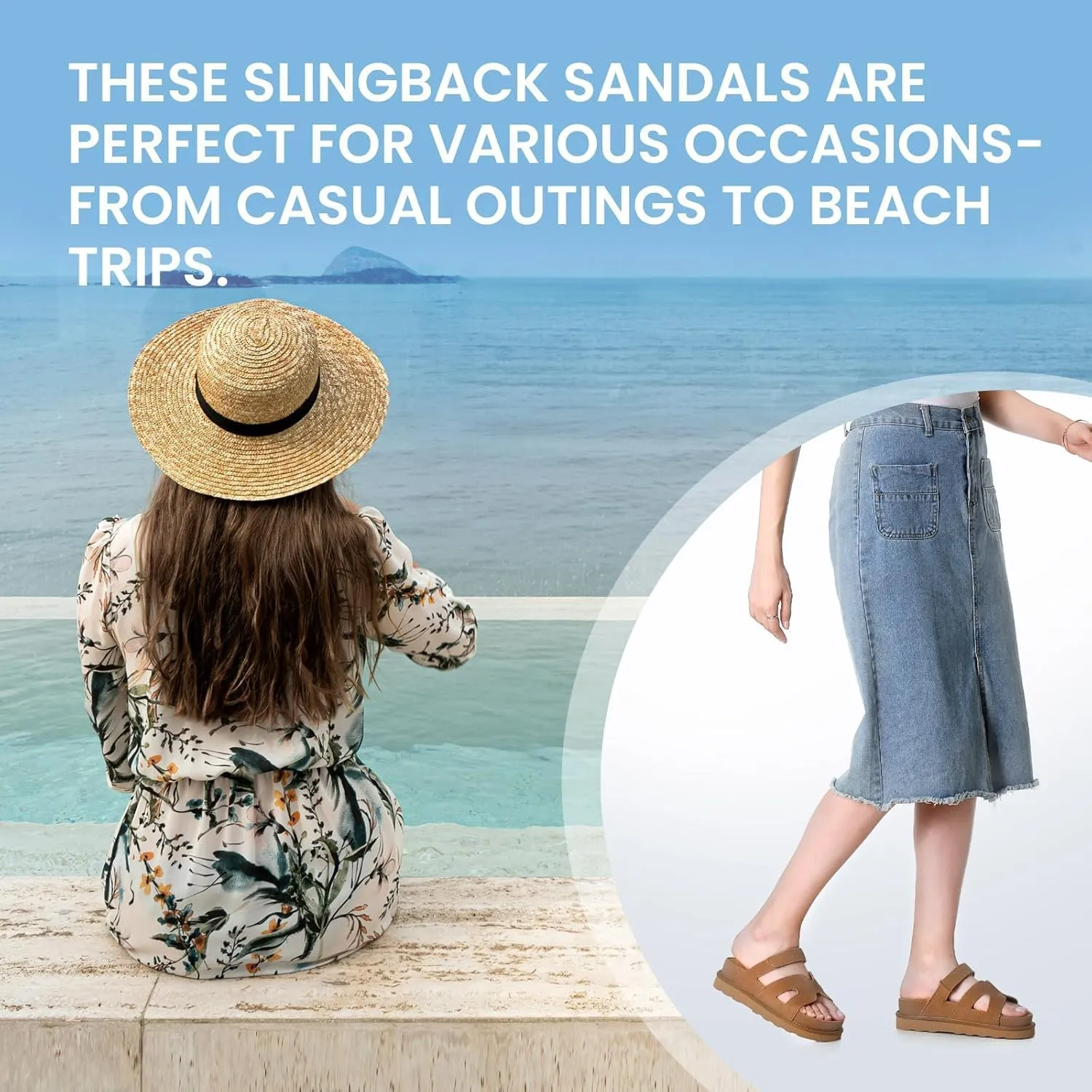 Women's Thick Platform Slide Sandals anti-slip Sole Open Toe Strap Summer Flats Shoes