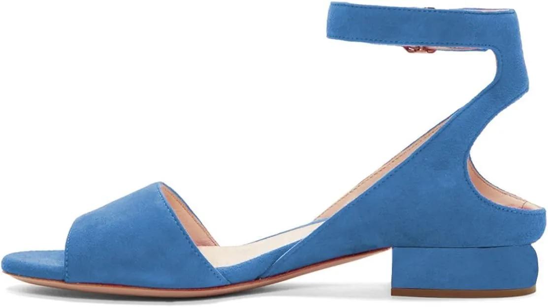 XYD Strappy Low Heel Sandal Pumps for Women Open Toe Ankle Strap Slingback Chunky Heeled Dressy Shoes