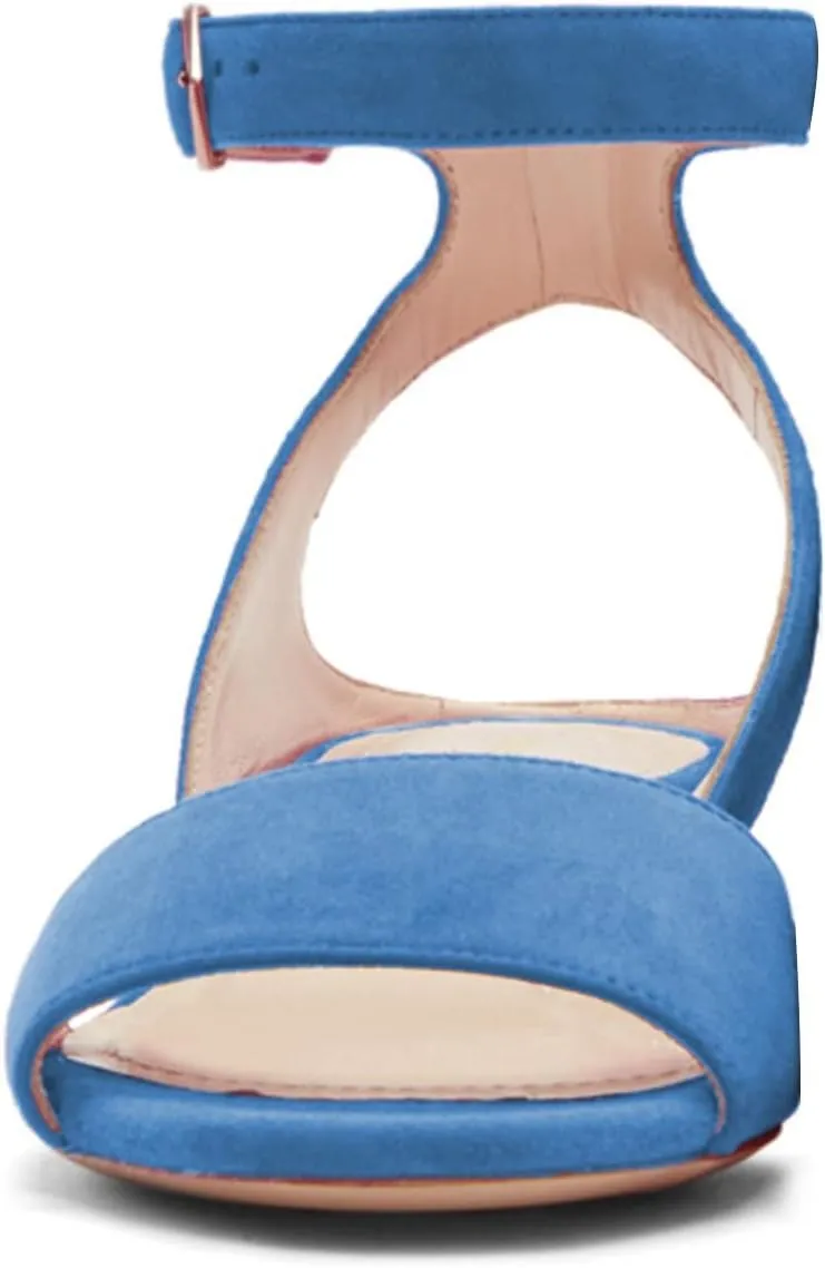 XYD Strappy Low Heel Sandal Pumps for Women Open Toe Ankle Strap Slingback Chunky Heeled Dressy Shoes