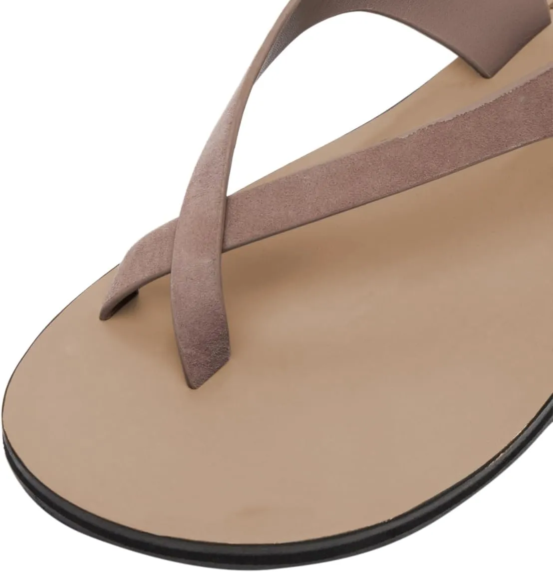 YDN Women Fashion Open Round Toe Thong Strappy Sandals Crossover Ankle Straps Buckle Up Shoes Summer Party Outfit Size 4-16 US