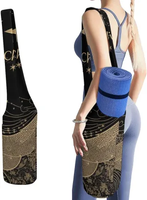 Yoga Mat Bag Large Opening Long Portable Yoga Mat Multifunctional Sparse Stars And Text Printed Storage Bag Suitable for Fitness Pilates, 50x40x18cm, style