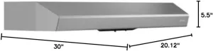 Zephyr AK1100B Breeze I 250 CFM 30 Inch Wide Under Cabinet Range Hood with LED Lights - White